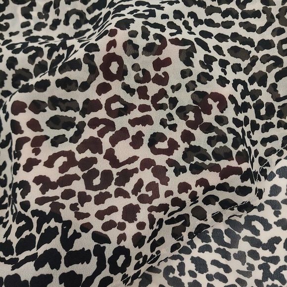 Storia Blouse Womens Medium Brown Black Leopard Print Long Sleeve Button Up - Picture 6 of 10